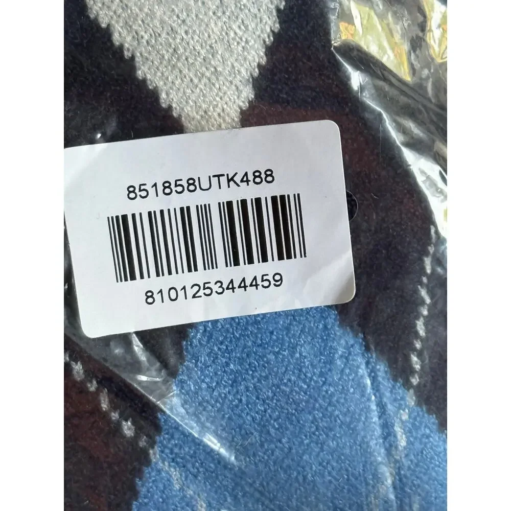 Curations x Ty Mayberry Blue V Neck Argyle Sweater XL NWT 003